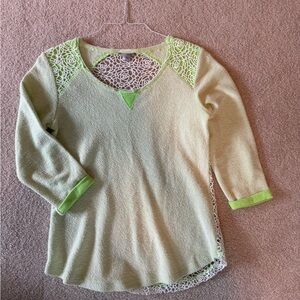 Guess Green Lace Accent Sweater Size M